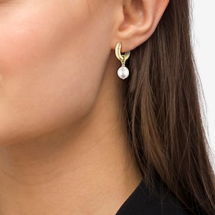BOSS Ladies BOSS Leah Yellow Gold IP Baroque Pearl Drop Earrings