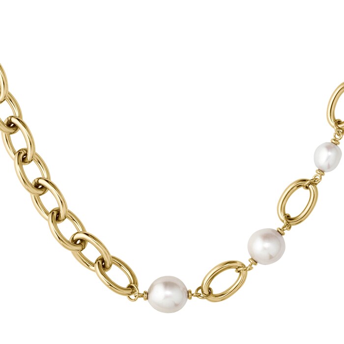 BOSS Ladies BOSS Leah Yellow Gold IP Baroque Pearl Necklace