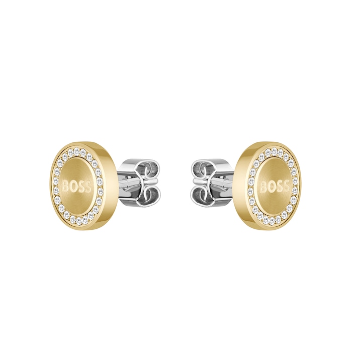 BOSS Iona Gold Coloured Stud Earrings