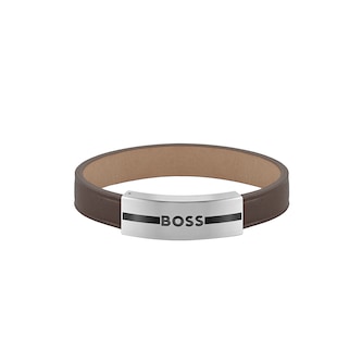 BOSS Gents BOSS Luke Brown Leather Bracelet