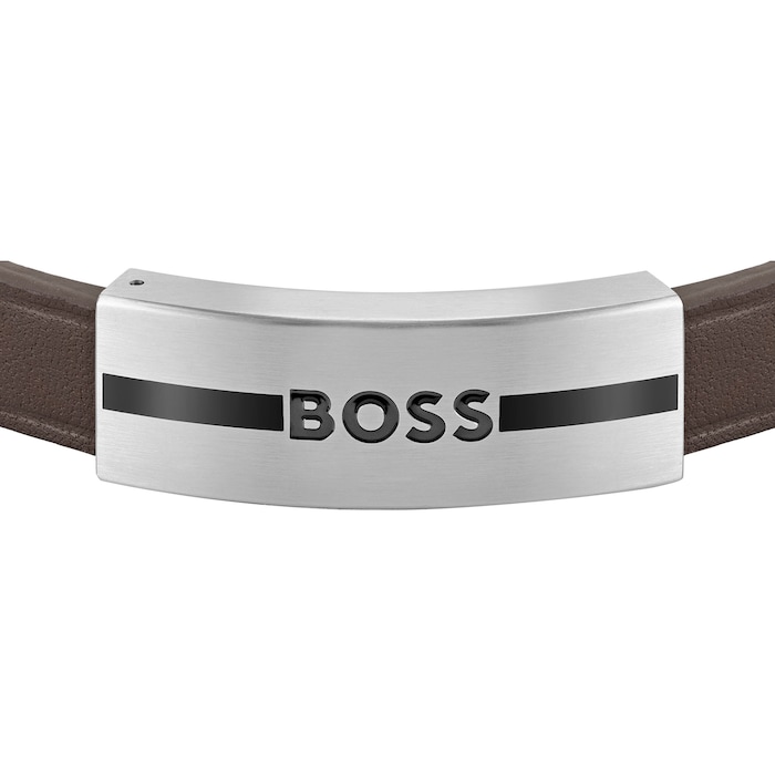 BOSS Mens Luke Brown Leather Bracelet