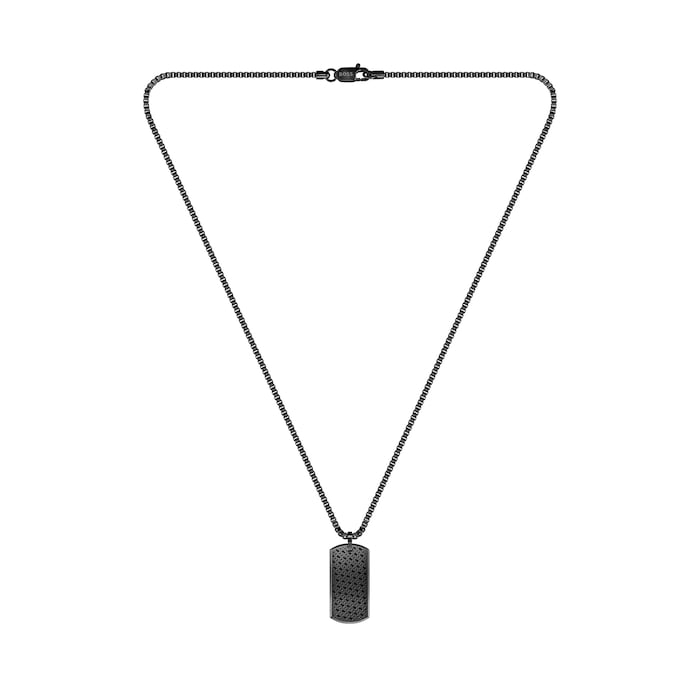 BOSS Gents BOSS Devon Box Chain Black IP Necklace