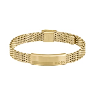 BOSS Gents BOSS Alen Light Yellow Gold Coloured Mesh Bracelet