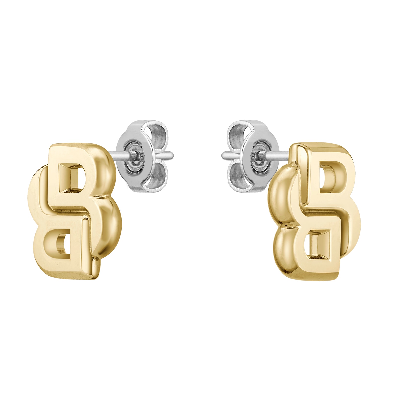 BOSS Ladies BOSS Double B Light Yellow Gold Coloured Stud Earrings