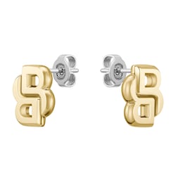 37990529 - Ladies BOSS Double B Light Yellow Gold Coloured Stud Earrings
