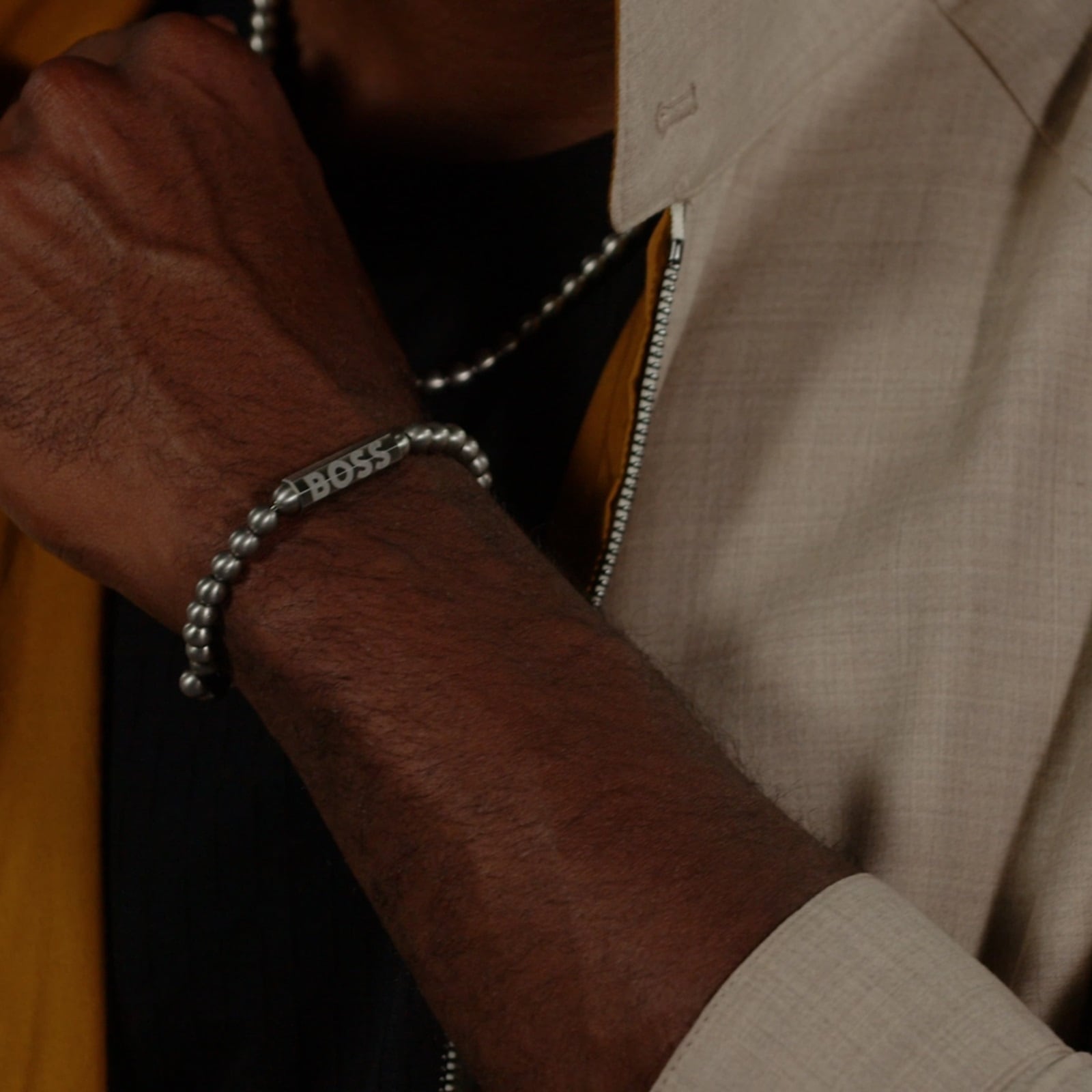 BOSS Gents BOSS Stainless Steel Sphere Beaded Bracelet