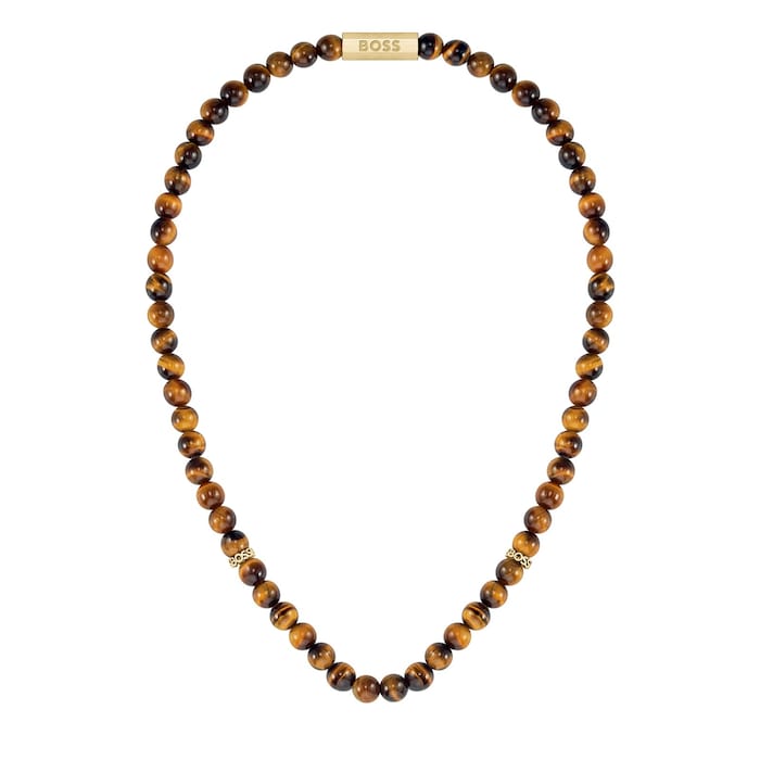 Hugo Boss Gents BOSS Tiger Eye Beaded Necklace