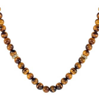 BOSS Gents BOSS Tiger Eye Beaded Necklace