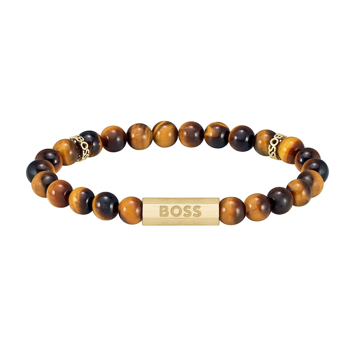 Hugo Boss Gents BOSS Tiger Eye Beaded Bracelet