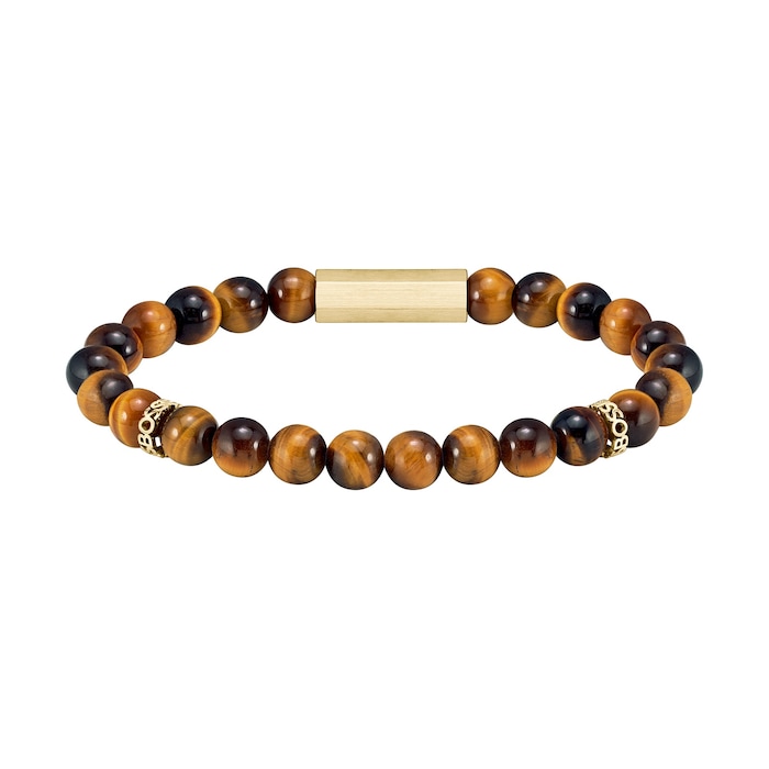 Boss Gents BOSS Tiger Eye Beaded Bracelet
