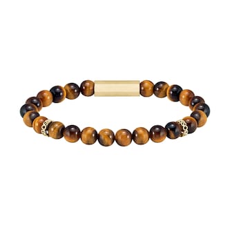 BOSS Gents BOSS Tiger Eye Beaded Bracelet