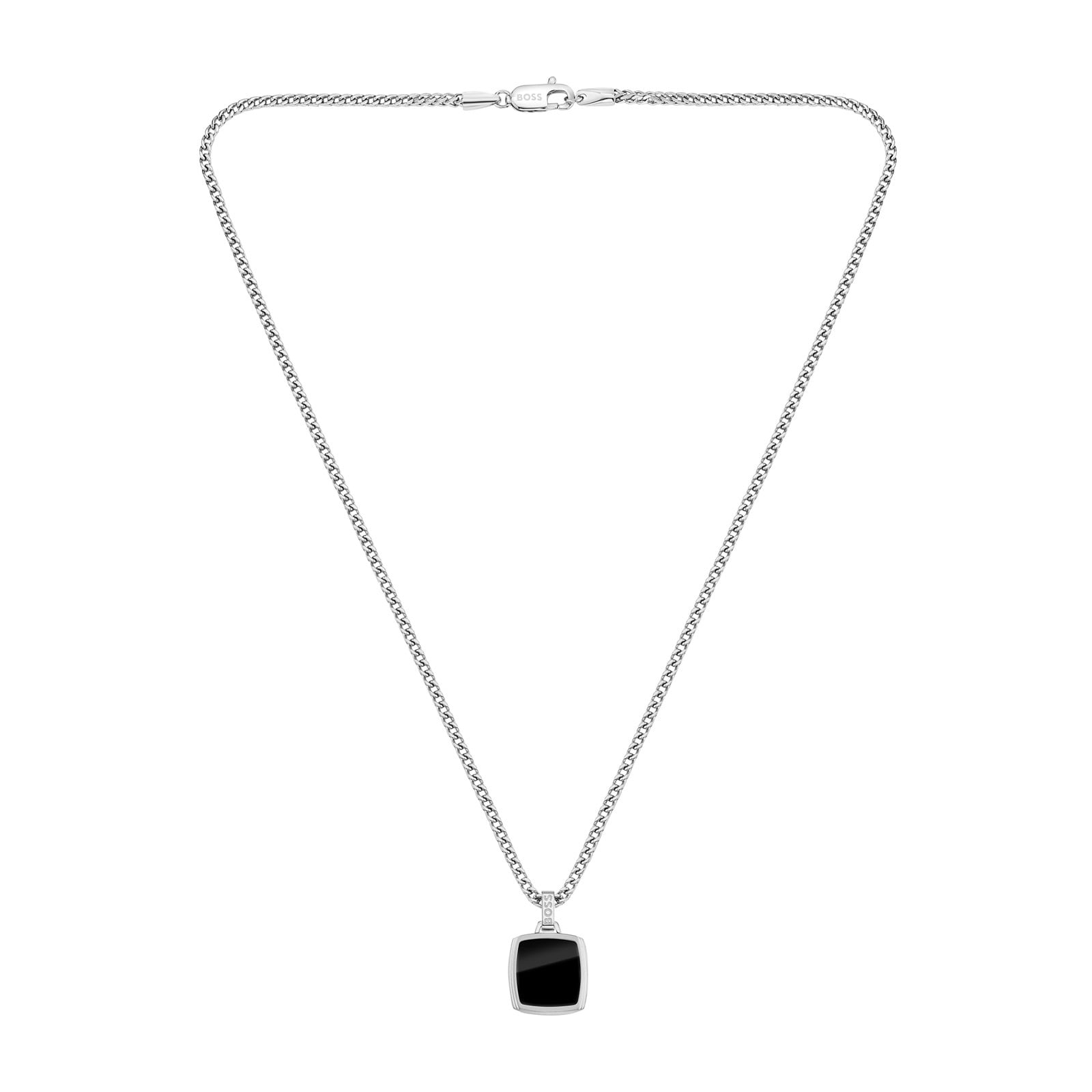 BOSS Gents BOSS Stainless Steel Necklace With a Black Onyx Pendant
