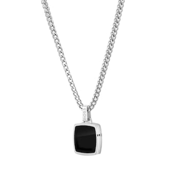 BOSS Gents BOSS Stainless Steel Necklace With a Black Onyx Pendant