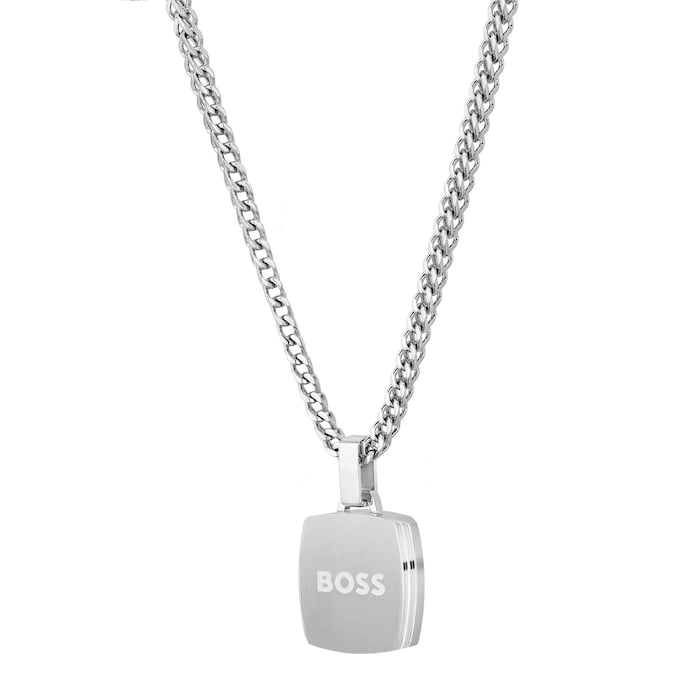 Hugo Boss Gents BOSS Stainless Steel Necklace With a Black Onyx Pendant