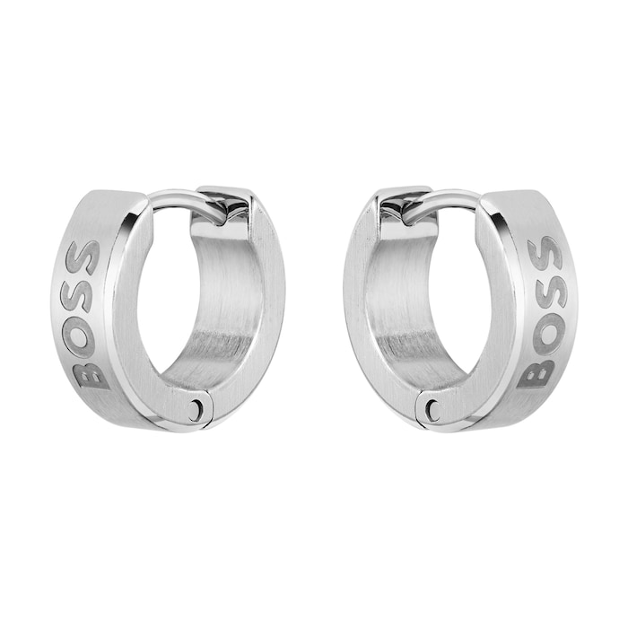 Hugo Boss Ladies BOSS Silver Tone Huggie Hoop Earrings