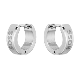 Boss Gents BOSS Odell Silver Tone Huggie Hoop Earrings