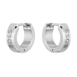 Hugo Boss Ladies BOSS Silver Tone Huggie Hoop Earrings