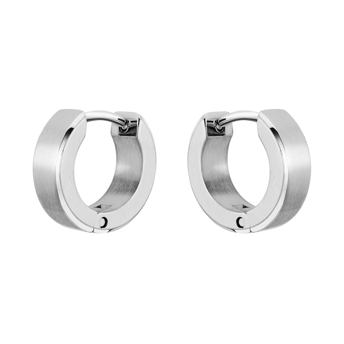 Hugo Boss Ladies BOSS Silver Tone Huggie Hoop Earrings