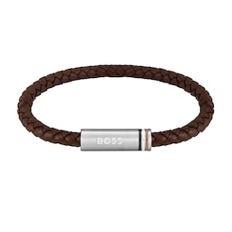 37990539 - Gents BOSS Brown Braided Leather Bracelet