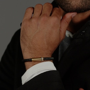 Boss Gents BOSS Black Braided Leather Bracelet