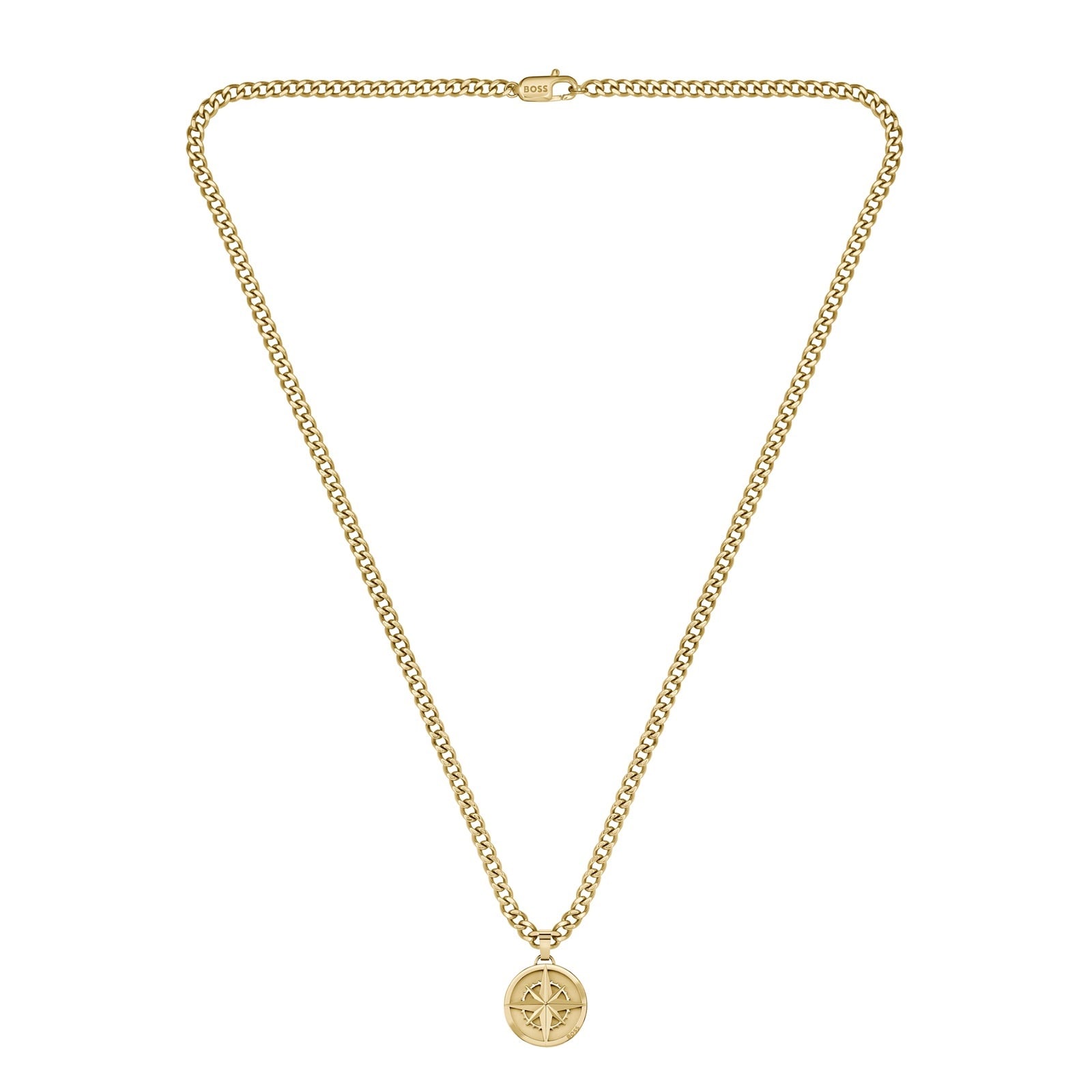 BOSS Gents BOSS Yellow Gold Coloured North Star Compass Necklace