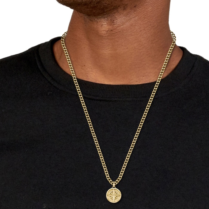 Boss Gents BOSS Yellow Gold Coloured North Star Compass Necklace