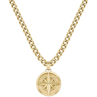 BOSS Gents BOSS Yellow Gold Coloured North Star Compass Necklace