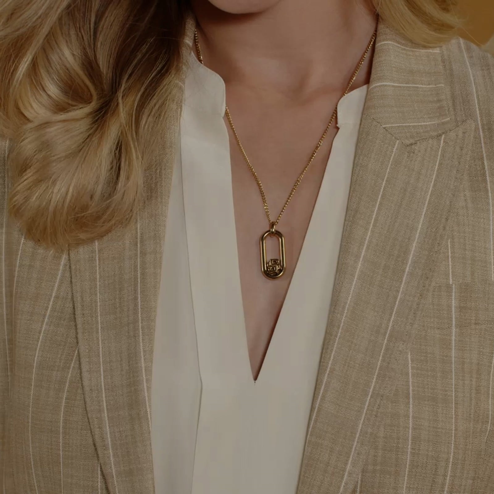 BOSS Ladies BOSS Double B Yellow Gold Coloured Necklace