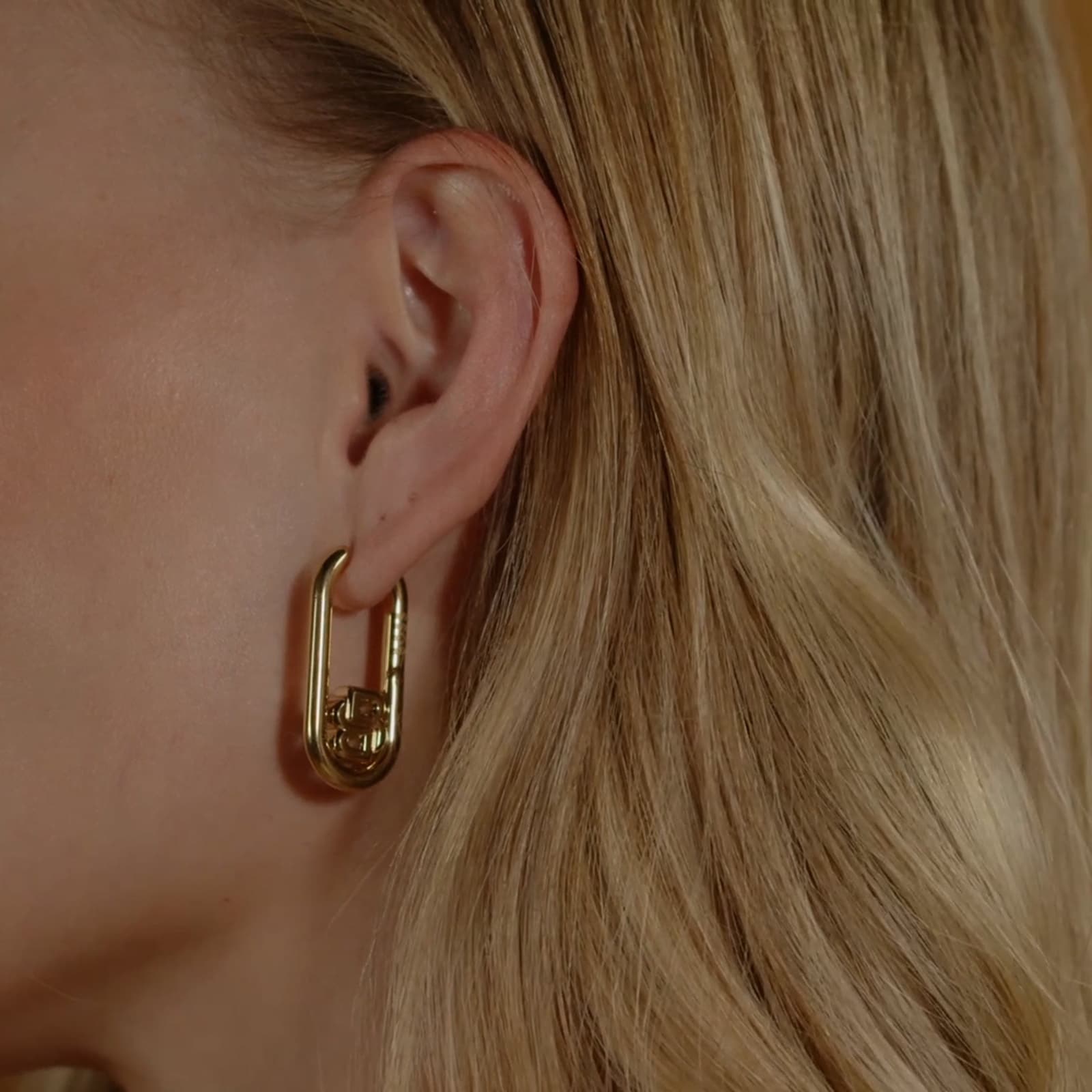BOSS Ladies BOSS Double B Yellow Gold Coloured Hoop Earrings