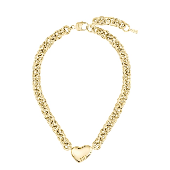 Hugo Boss Ladies BOSS Honey Love Yellow Gold Coloured Heart Charm Necklace