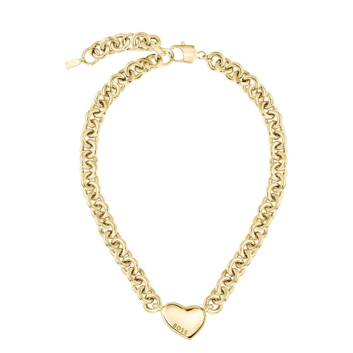 Hugo Boss Ladies BOSS Honey Love Yellow Gold Coloured Heart Charm Necklace