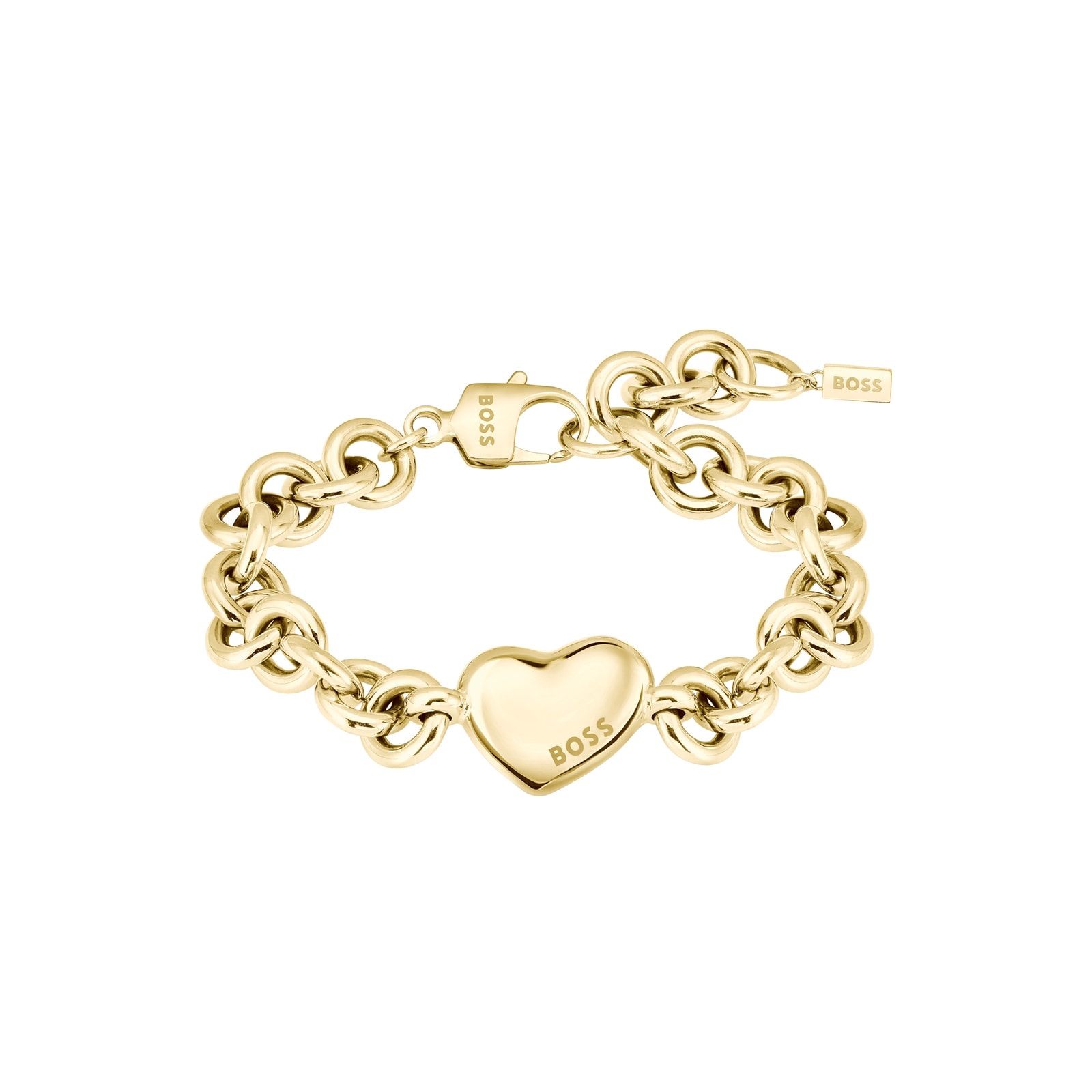 Boss Ladies BOSS Honey Love Yellow Gold Coloured Heart Charm Bracelet
