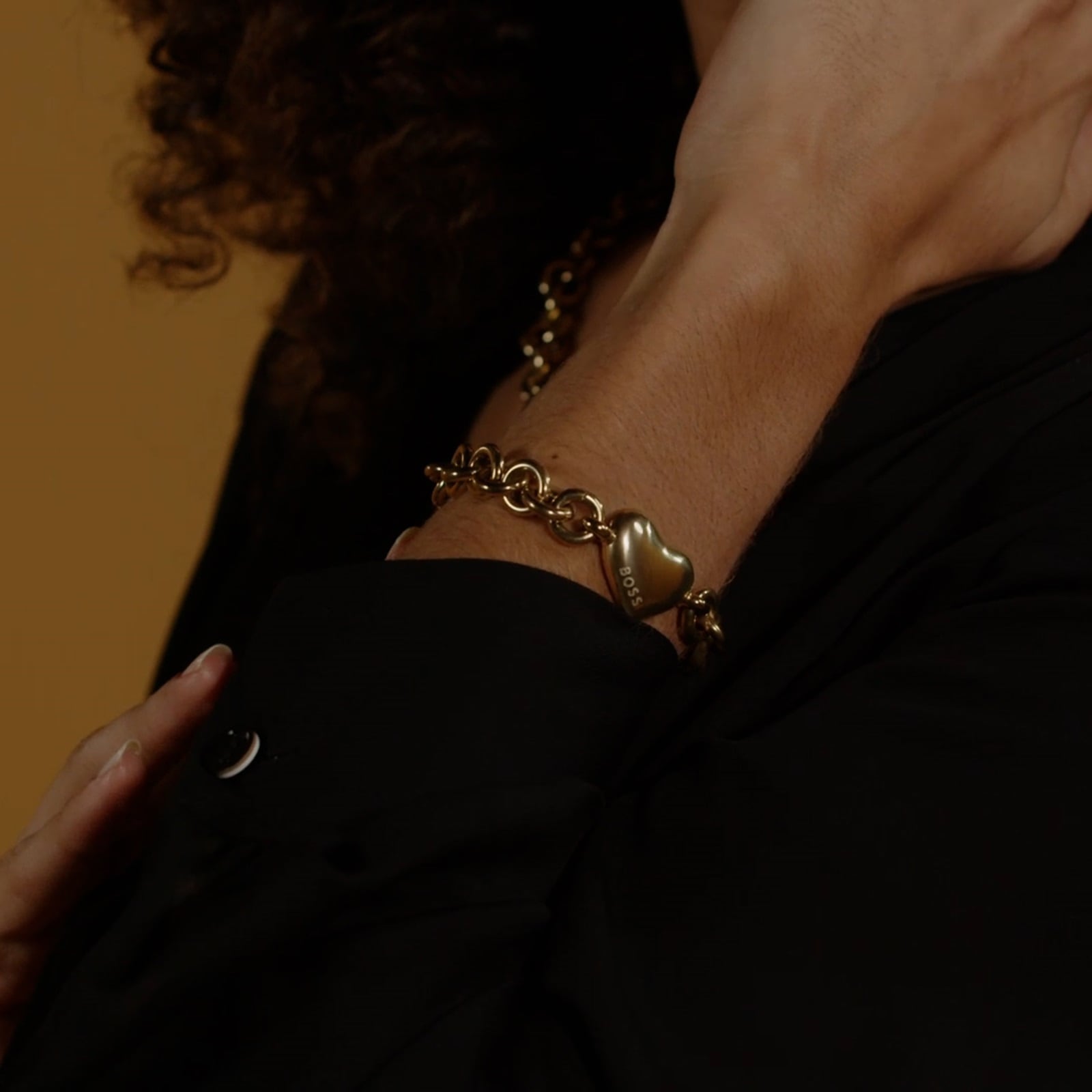 Boss Ladies BOSS Honey Love Yellow Gold Coloured Heart Charm Bracelet
