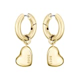 Hugo Boss Ladies BOSS Honey Love Yellow Gold Coloured Heart Charm Hoop Earrings