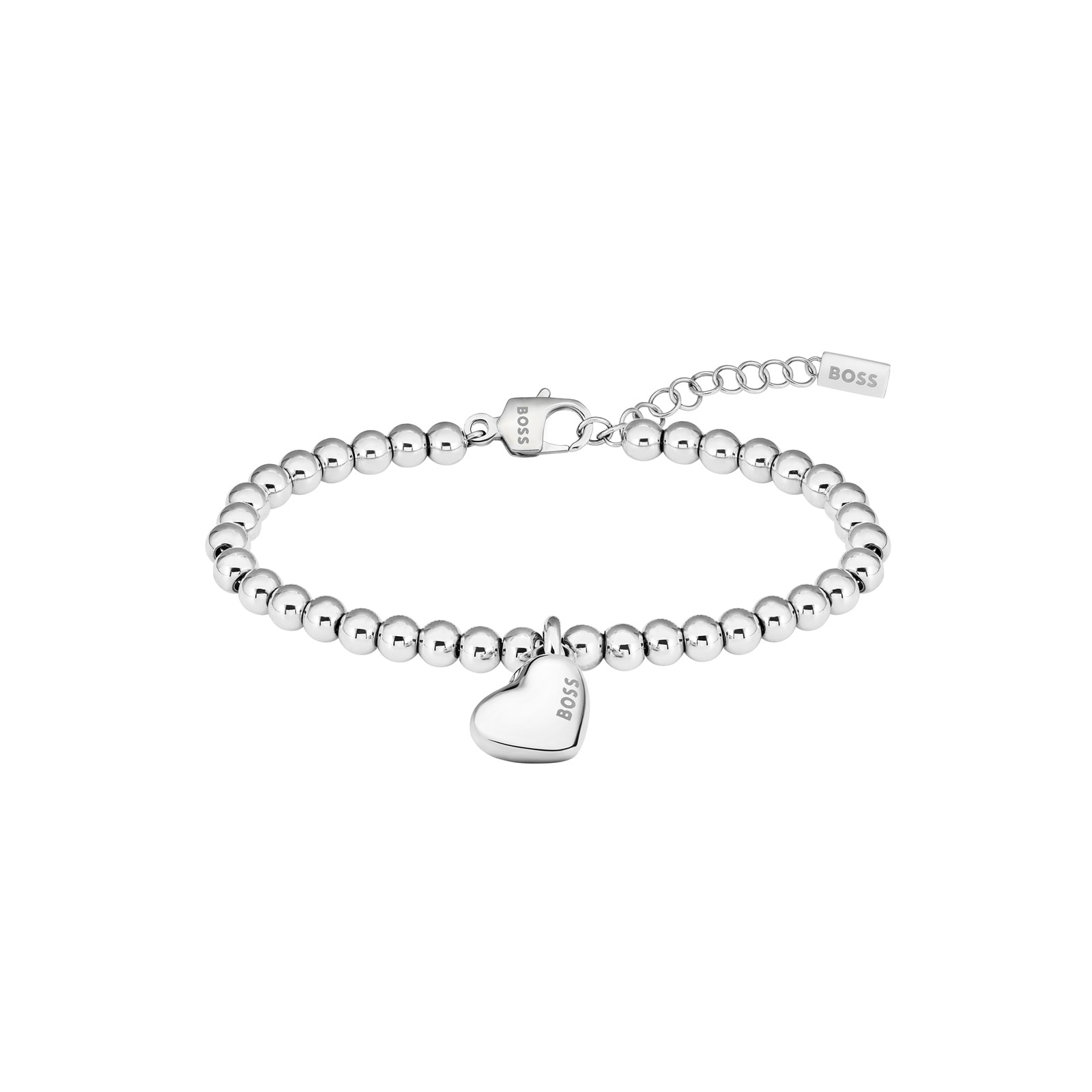 BOSS Ladies BOSS Honey Love Stainless Steel Heart Charm Beaded Bracelet