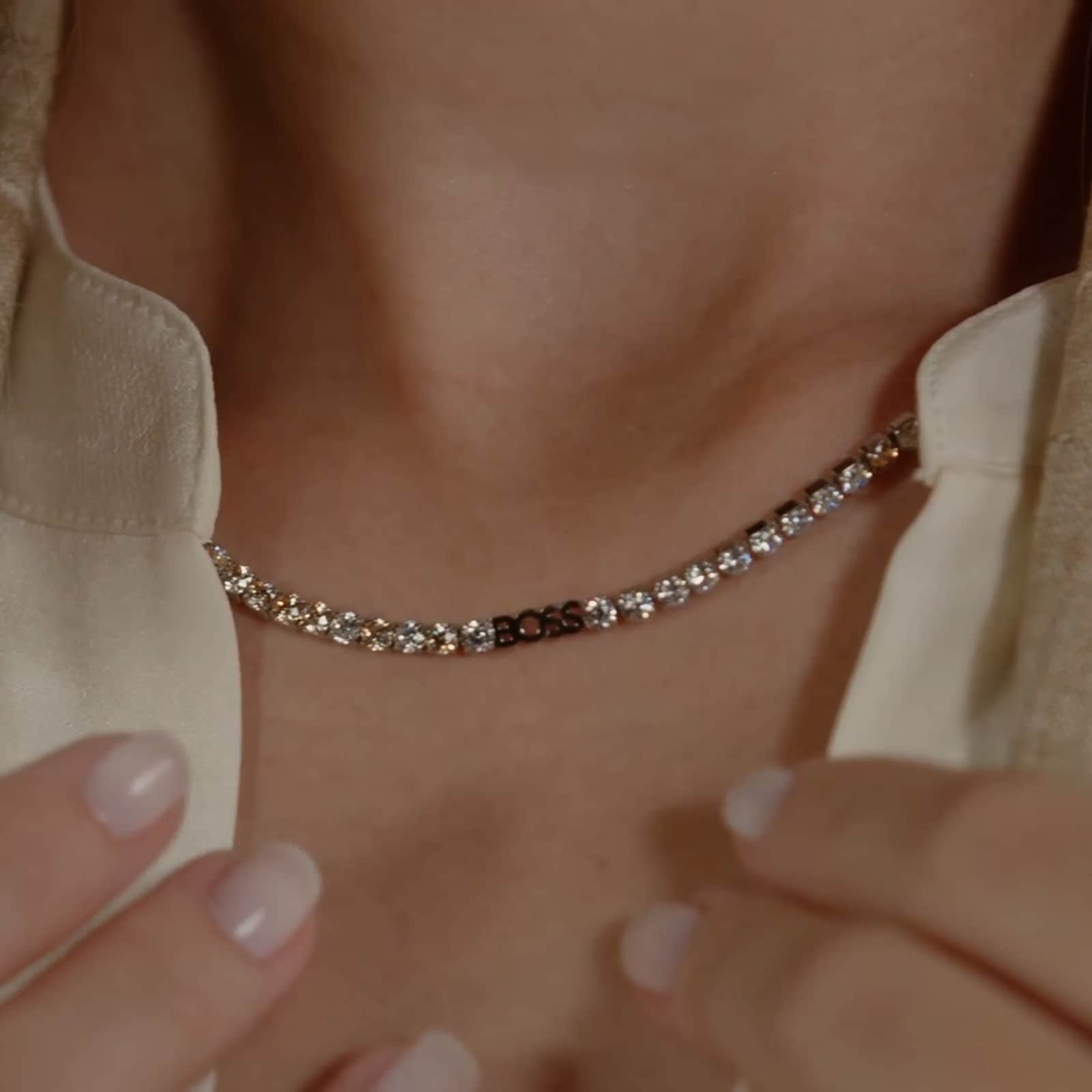 BOSS Ladies BOSS Kassy Multi Coloured Crystal Necklace