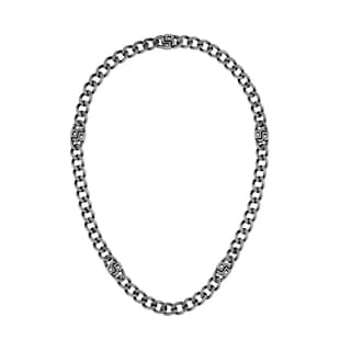 BOSS Gents BOSS Double B Black Stainless Steel Link Necklace