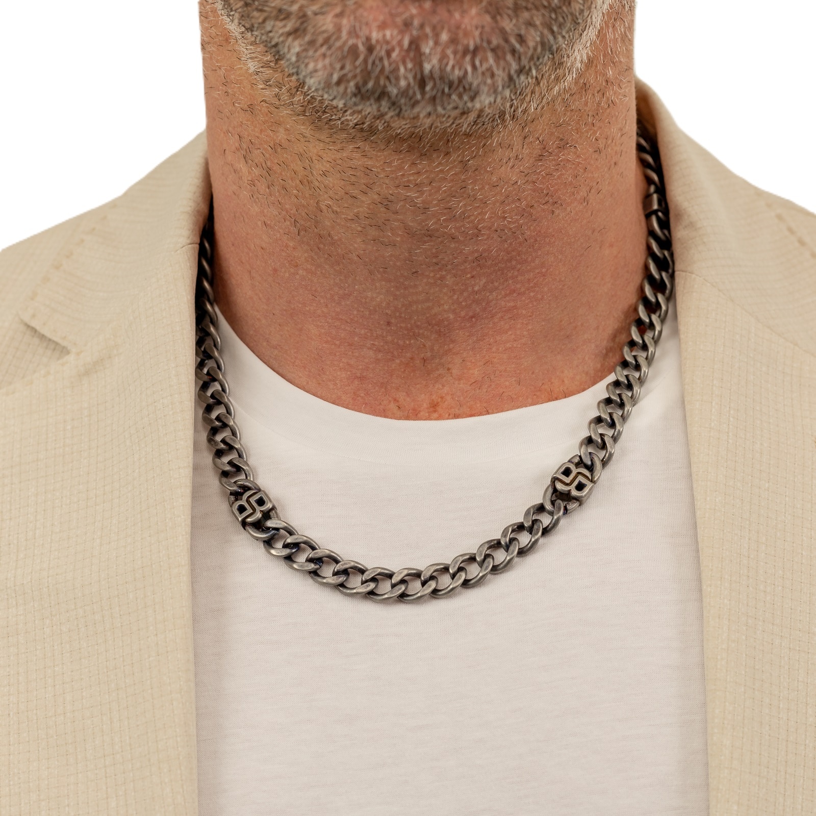 BOSS Gents BOSS Double B Black Stainless Steel Link Necklace