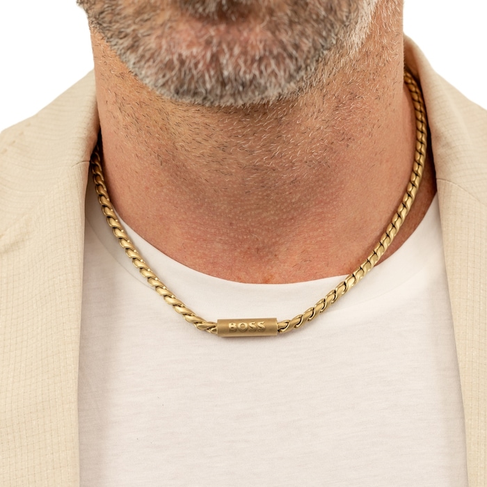 Boss Gents BOSS Doran Yellow Gold Coloured Chain Link Necklace