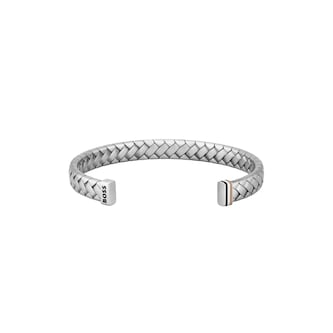 BOSS Gents BOSS Tailored Stainless Steel Herringbone Cuff Bangle