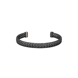 37990561 - Gents BOSS Tailored Black Stainless Steel Herringbone Cuff Bangle