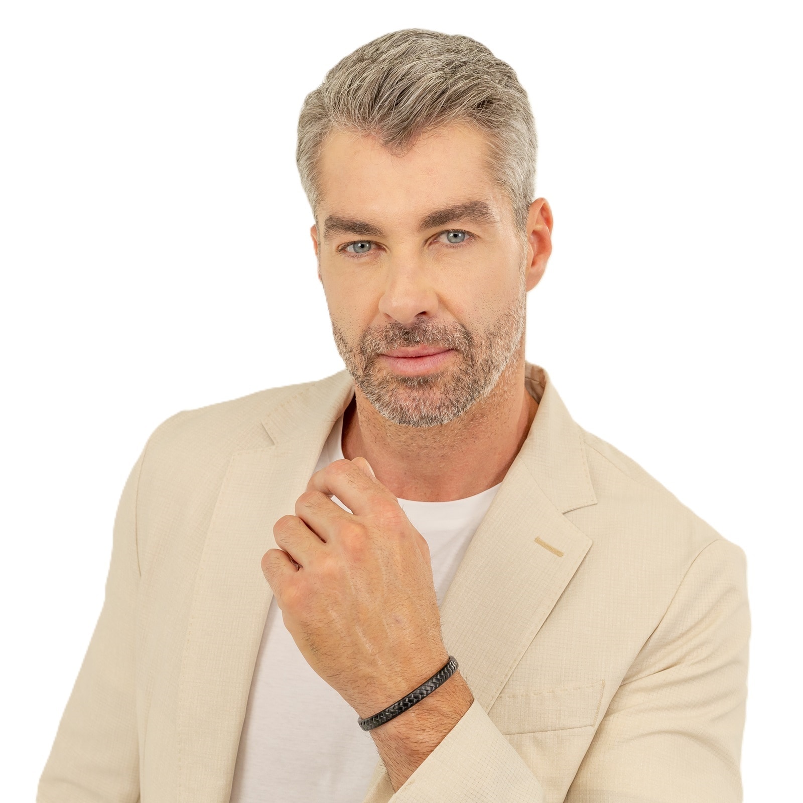 BOSS Gents BOSS Tailored Black Stainless Steel Herringbone Cuff Bangle