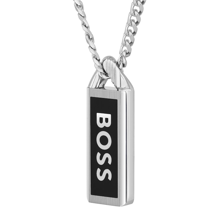 Boss Gents BOSS Kassy Stainless Steel & Black Enamel Pendant