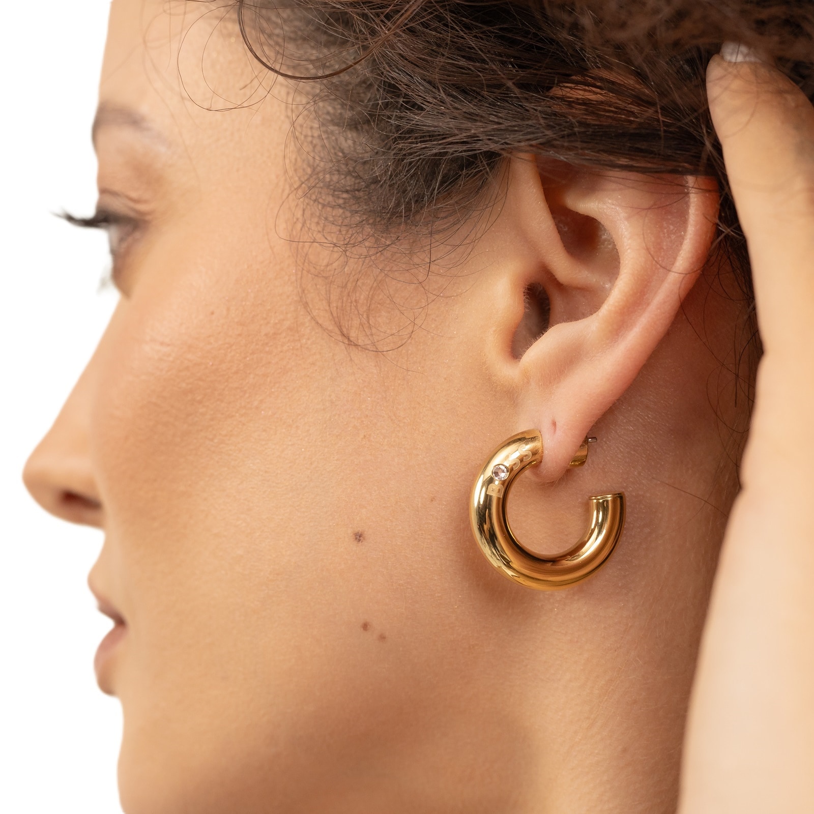 BOSS Ladies BOSS Live Yellow Gold Coloured Hoop Earrings