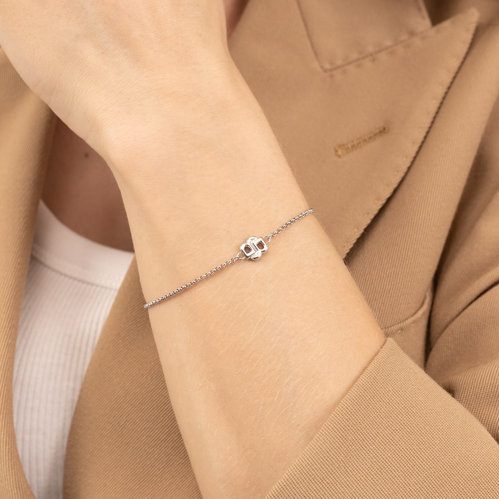BOSS Ladies BOSS Double B Stainless Steel Logo Bracelet