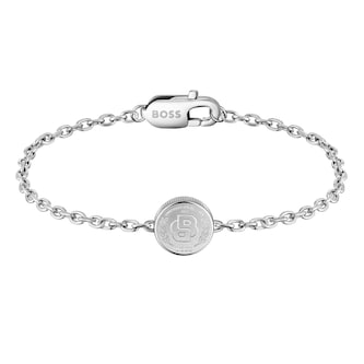 Boss Gents BOSS Double B Stainless Steel Medallion Bracelet Boss Gents BOSS Double B Stainless Steel Medallion Bracelet