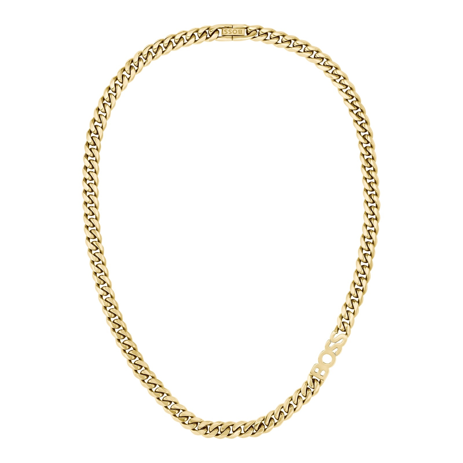 Boss Gents BOSS Kassy Yellow Gold Coloured Logo Chain Necklace