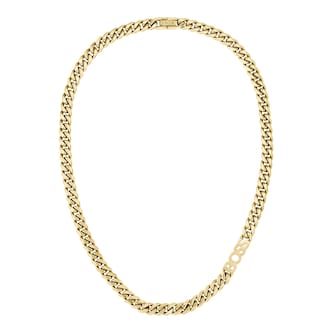 Boss Gents BOSS Kassy Yellow Gold Coloured Logo Chain Necklace Boss Gents BOSS Kassy Yellow Gold Coloured Logo Chain Necklace