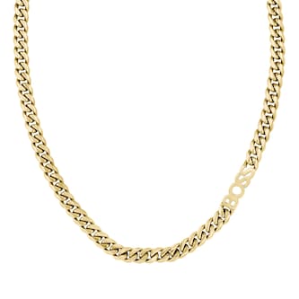 Boss Gents BOSS Kassy Yellow Gold Coloured Logo Chain Necklace