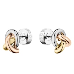 37990587 - Ladies BOSS Harmonie Tri Coloured Knot Stud Earrings